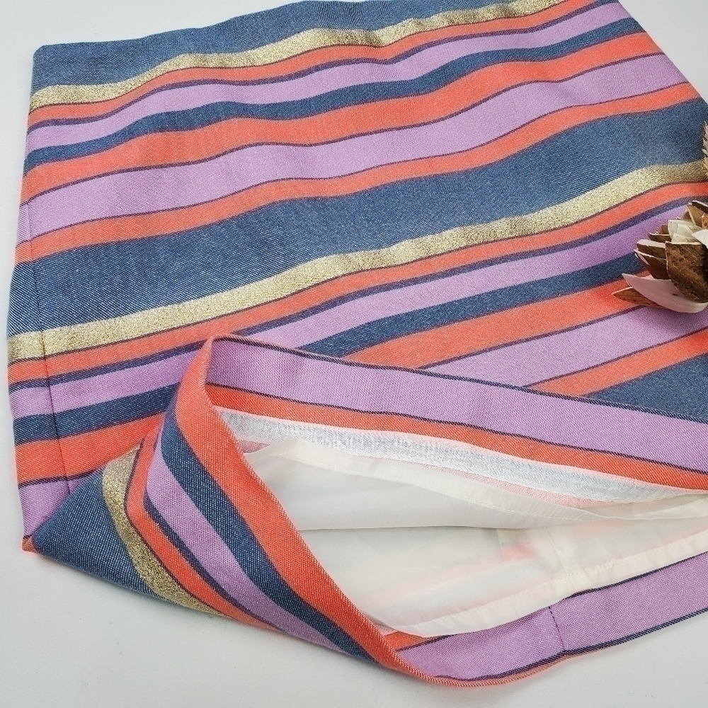 J. Crew  Pink Blue Gold Stripe Mini Skirt 0 - Picture 11 of 11